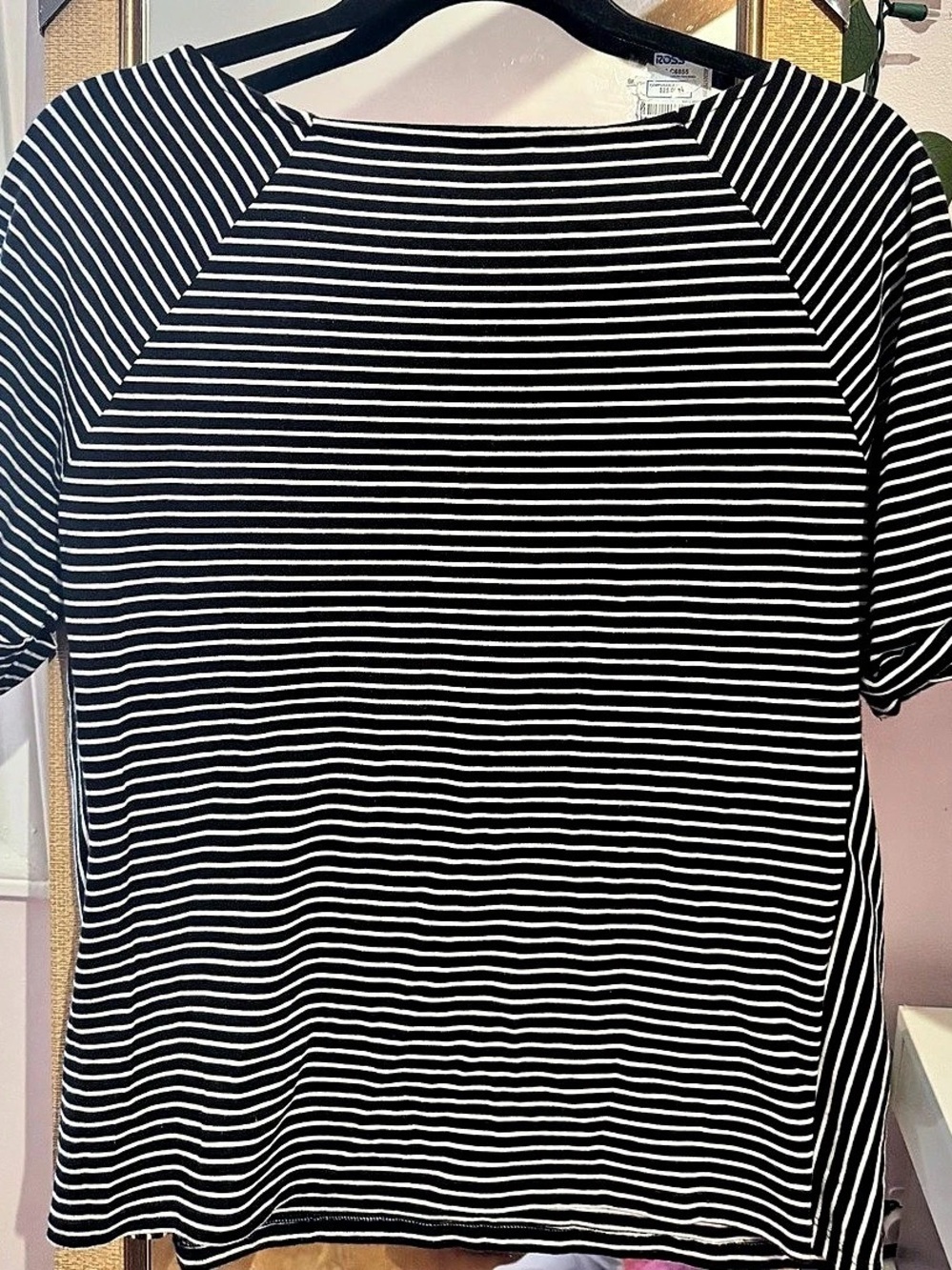Talbots Striped Short Sleeve Top in Black & White Large